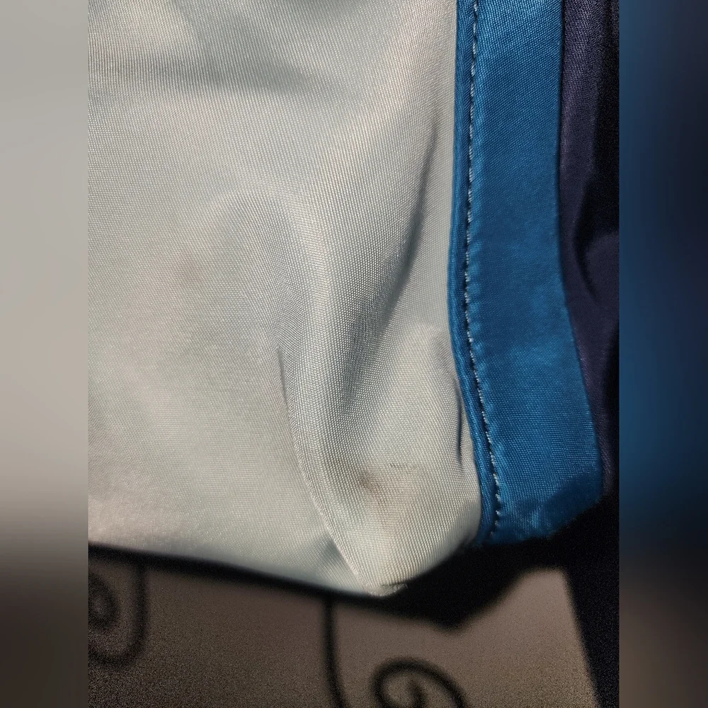 Kate Spade New York Blue Gray Leather Nylon Backpack Medium Pack Leather